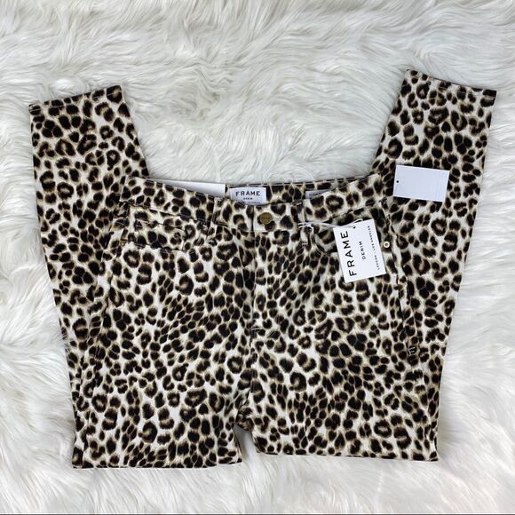 FRAME Ali Leopard Print High Waist Skinny Jeans - Picture 3 of 7